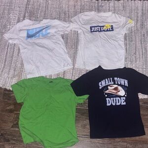 Nike & childrens place Kids T-Shirts 1 green plain 3 with logos size 5/6